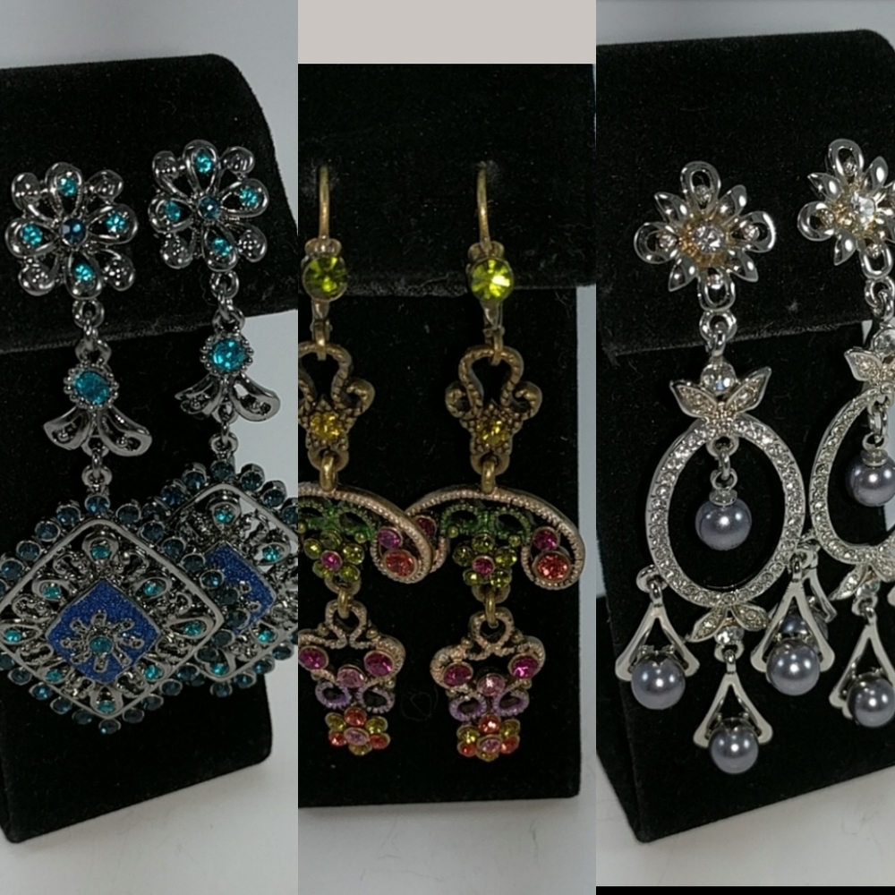 🇨🇦 Lot Of 3 Pairs Of Bold & Dramatic Earrings.